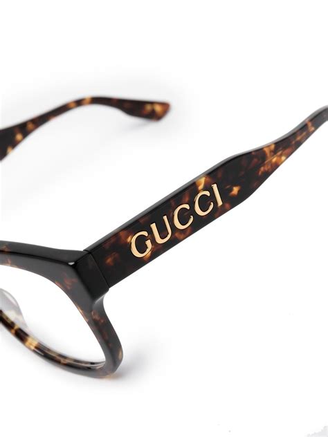 Gucci Square Eyeglasses Havana/Havana/Transparent 